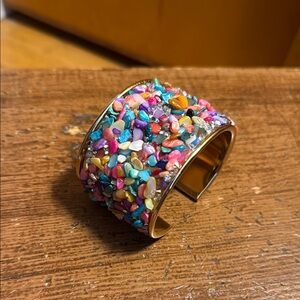 Colorful Stone-Embellished Cuff Bracelet NEW